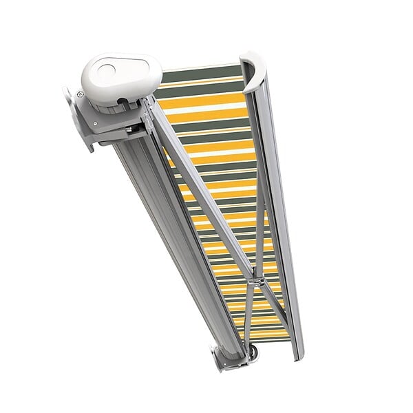 COTE STORE - Store banne coffre intégral 3,5 x 3 m motorisé et manuel extérieur pour terrasse - Gris jaune - large