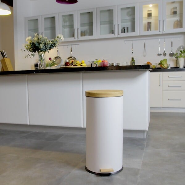 KITCHEN MOVE - Poubelle à pédale inox FOREST blanc 30L - large