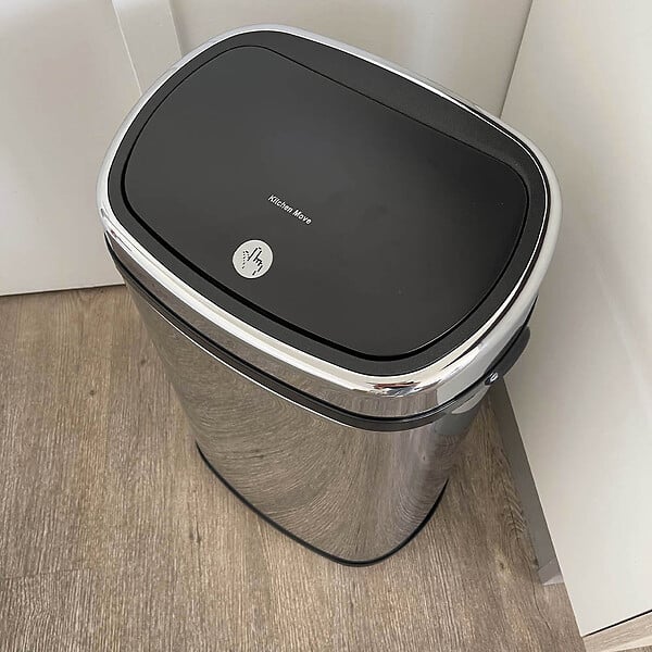 KITCHEN MOVE - Poubelle push inox CITY argent 58L - large