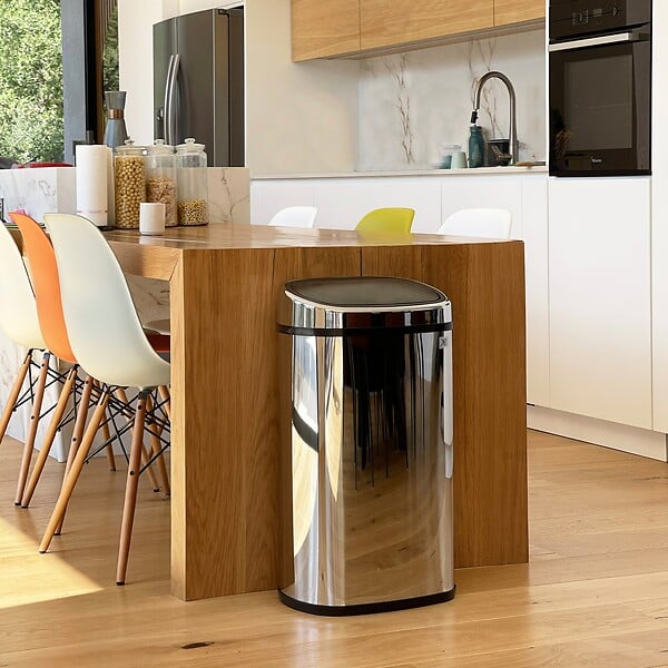 KITCHEN MOVE - Poubelle push inox CITY argent 48L - large