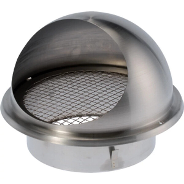 BLAUBERG - Grille ventilation murale ronde à capot inox brossé VMC extracteur ballon thermodynamique - Diamètre (mm): 200 - large
