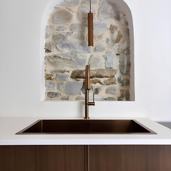 ESSEBAGNO - Luisa évier 1 grande cuve seule 76x45 en inox cuivre brossé - large