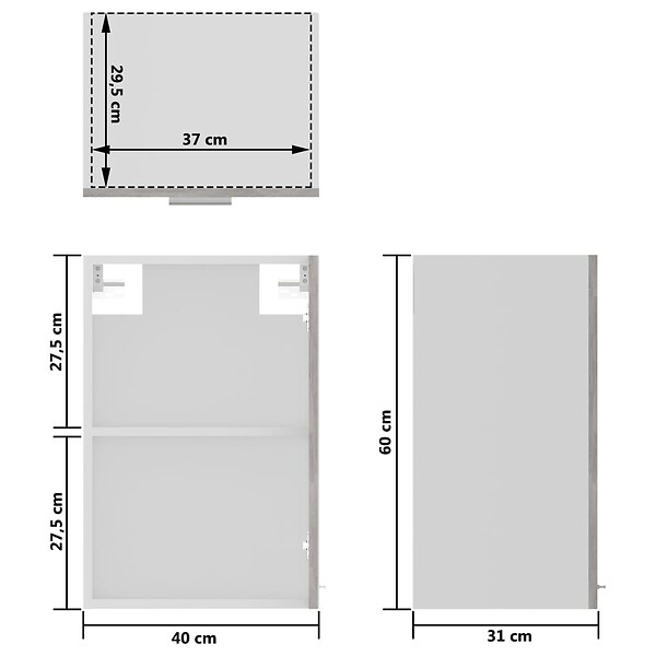 VIDAXL - vidaXL Armoire en verre suspendue "Lyon" Gris béton Bois d'ingénierie - large