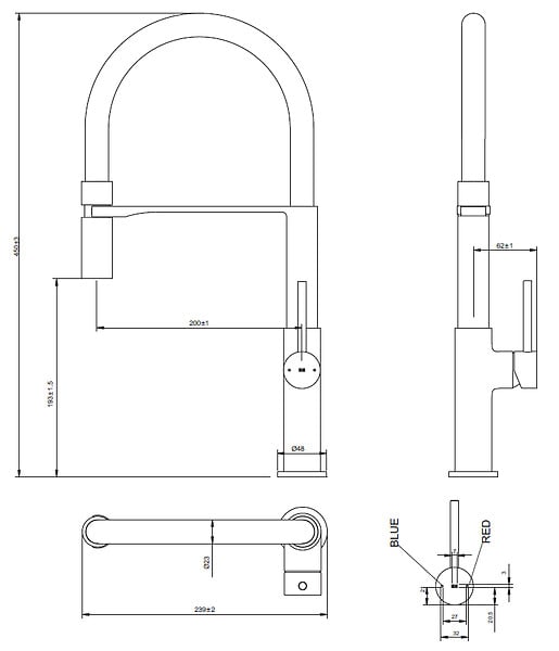 ESSEBAGNO - Magneto mitigeur évier à douchette mobile cuivre brossé - large