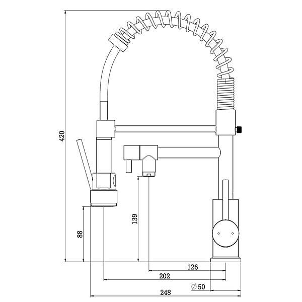 ESSEBAGNO - Logus mitigeur évier à douchette mobile façon inox - large