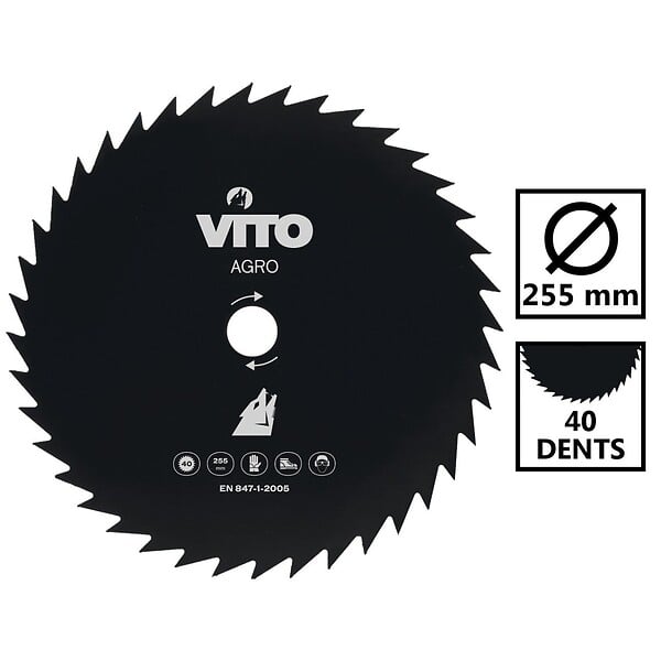VITO - Lame de Coupe Pour Débroussailleuse Diam 255mm 40 dents Alesage 25.4 VITO - large