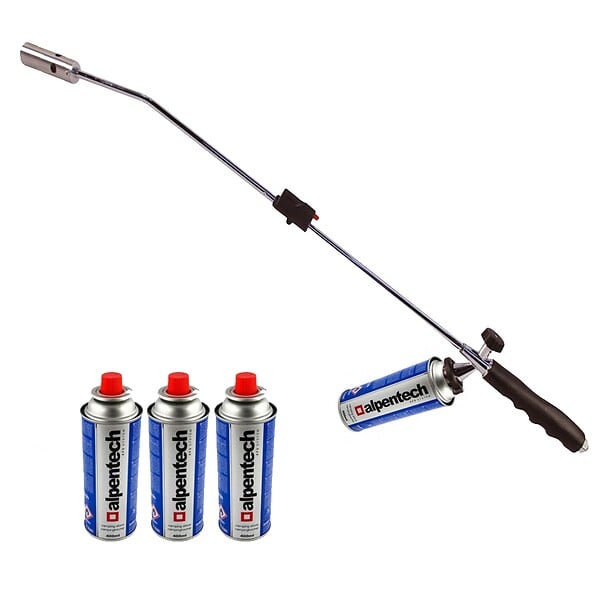 ALPENTECH - Desherbeur thermique piezo Chalumeau gaz + 4 Recharges Desherbant thermique Brule herbes - large