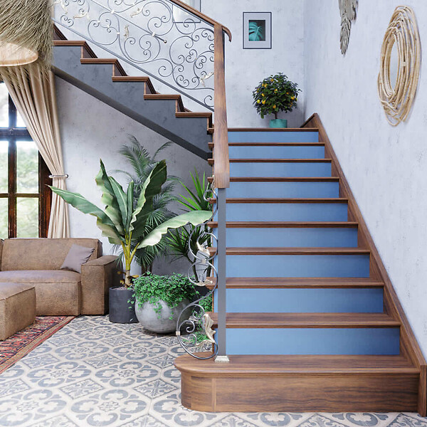 MON MARCHE DECO - Contremarche Escalier PVC - Bleu Pétrole H. 17 x L. 98 cm - Lot de 5 - large