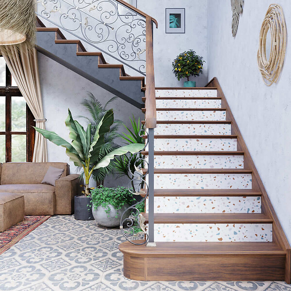 MON MARCHE DECO - Contremarche Escalier PVC - Terrazzo Nice H. 17 x L. 98 cm - Lot de 5 - large