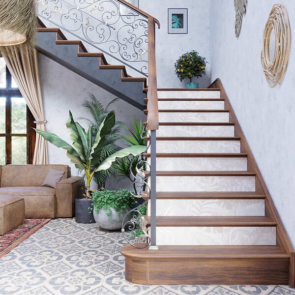 MON MARCHE DECO - Contremarche Escalier PVC - Tropical Nukak H. 17 x L. 98 cm - Lot de 5 - large