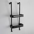 Etagère de douche 2 tablettes à suspendre en aluminium noir - vignette