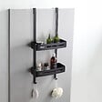 Etagère de douche 2 tablettes à suspendre en aluminium noir - vignette