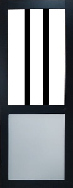 GD MENUISERIES - Porte Coulissante Atelier noir, panneau blanc Vitrée H204 x L83 cm - large