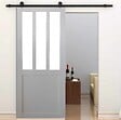 GD MENUISERIES - Porte Coulissante Atelier blanc H204 x L93 cm, Rail roulettes - vignette