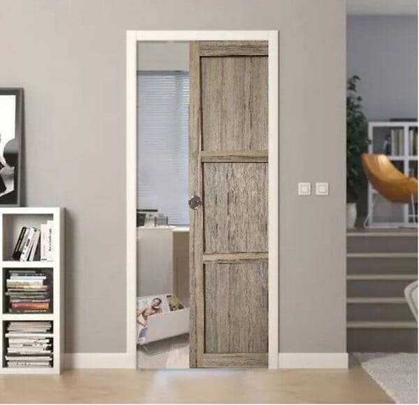 GD MENUISERIES - Porte Coulissante bois Frake 3 Panneaux H204 x L73 cm, Galandage, kit de finition - large