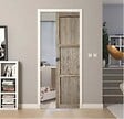 GD MENUISERIES - Porte Coulissante bois Frake 3 Panneaux H204 x L73 cm, Galandage, kit de finition - vignette