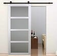 GD MENUISERIES - Porte Coulissante Tana blanc Vitrée H204 x L83 cm, Rail roulettes - vignette