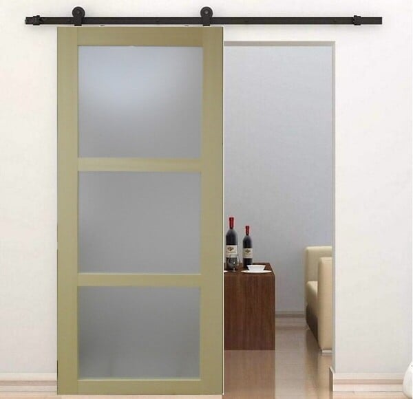 GD MENUISERIES - Porte Coulissante bois Ayous Vitrée H204 x L73 cm, Rail roulettes - large