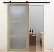 GD MENUISERIES - Porte Coulissante bois Ayous Vitrée H204 x L73 cm, Rail roulettes - vignette