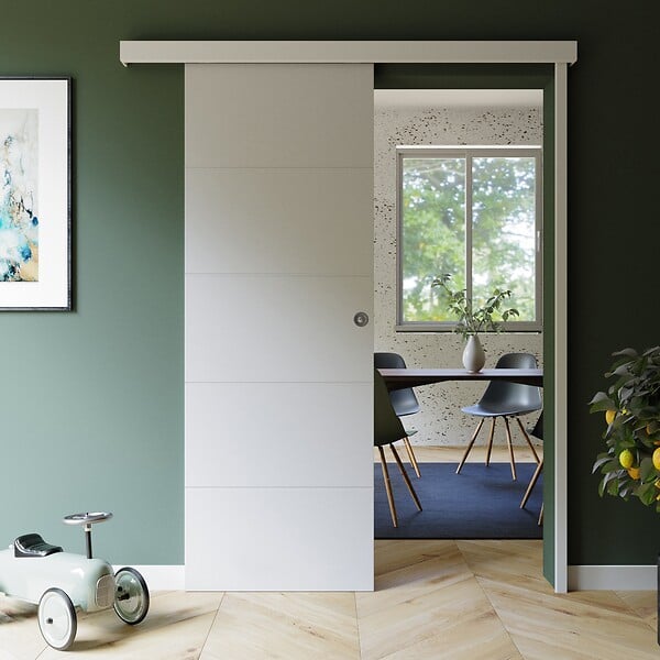 COULICOOL - Porte Coulissante avec Rail + Serrure - Prépeinte Ligne 73 cm - large