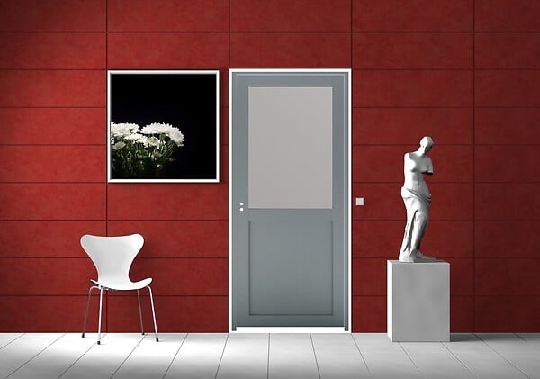 GD MENUISERIES - Bloc Porte Athena Gris Clair Vitrée H204 x L83 cm Côte Tableau P.Droit - large