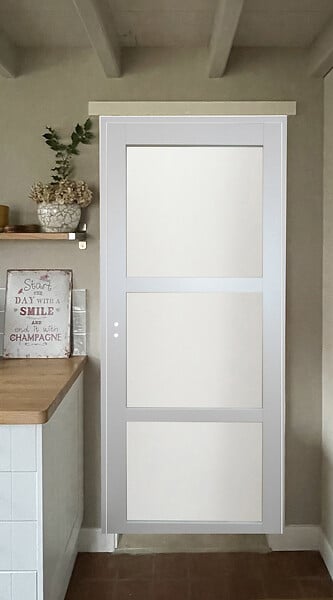 GD MENUISERIES - Bloc Porte Greyria Gris Clair Vitrée H204 x L83 cm Côte Tableau P.Droit - large