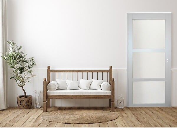 GD MENUISERIES - Bloc Porte Greyria Gris Clair Vitrée H204 x L83 cm Côte Tableau P.Gauche - large