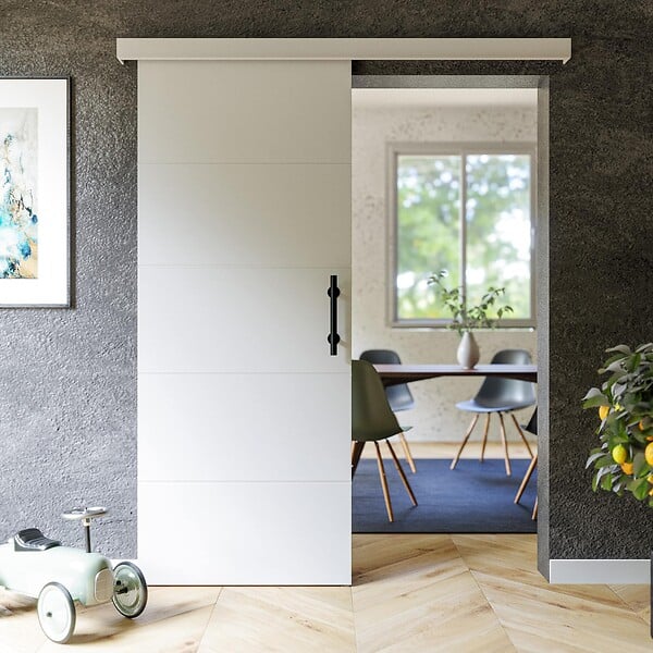 COULICOOL - Porte Coulissante avec Rail + Poignée Verticale - Laquée Ligne 83 cm - large
