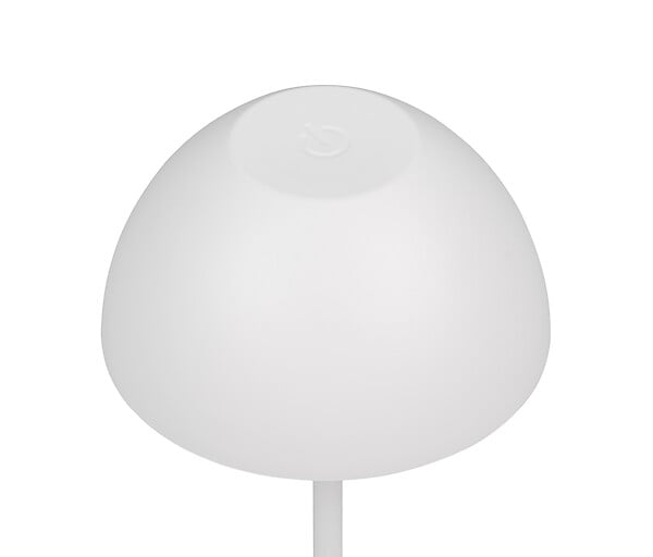 RL - Lampe de table Ortiz incl.1xLED,SMD 2W 3000K 150Lm, Plastique, Blanc,  Diam 9cm H20cm Touche ON/OFF,Variateur tactile, Entrée USB, Fonction mémoire, IP44, Fonctionnement sur batterie - large