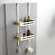 Etagère de douche 2 tablettes à suspendre en aluminium doré - vignette