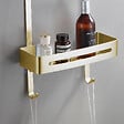 Etagère de douche 2 tablettes à suspendre en aluminium doré - vignette