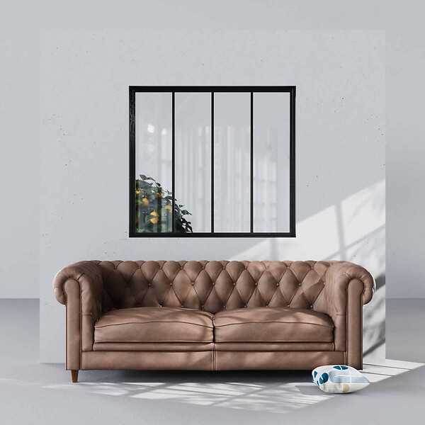 MON MARCHE DECO - Verrière Atelier 4 Carreaux - Déjà Montée - Noir Mat - large