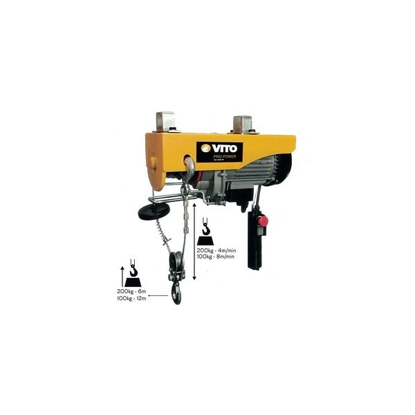 VITO - Palan Electrique à télécommande 500W Charge jusqu'à 200 kg Hauteur de levage 6 et 12 mètres VITO - large