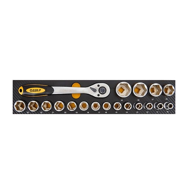 VITO - Caisse à outils 90 Pièces pièces Chrome vanadium Boite métal à rabats VITO - large