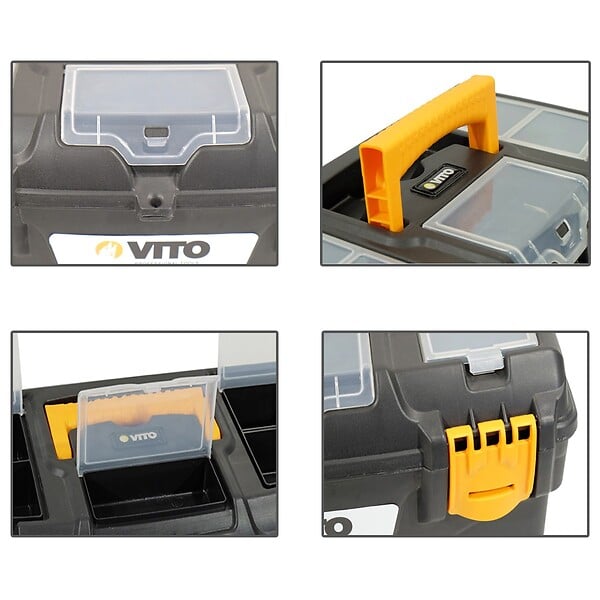 VITO - Boite à outils 18" Mallette de bricolage 432 x 250 x 238 mm 3 organiseurs et porte outils Amovible VITO - large