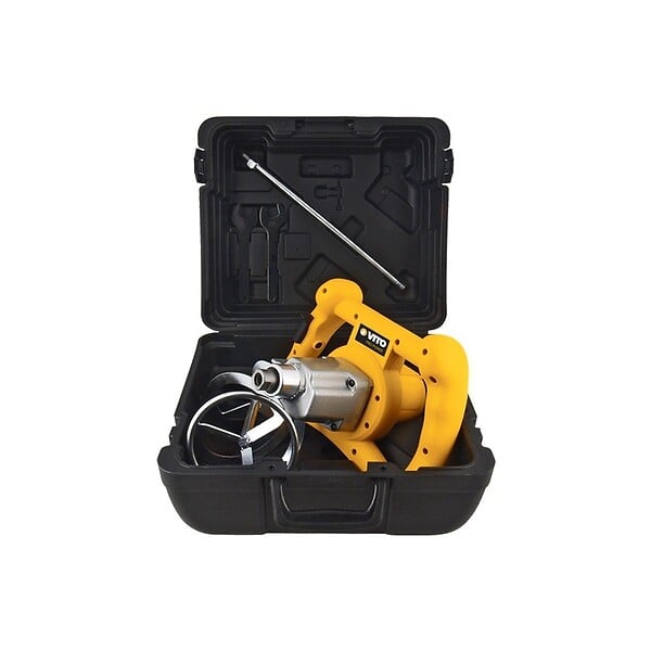 VITO - Malaxeur de chantier 1400W Mélangeur à béton Tige 590mm Pale 140 mm Capacité 65L 2 vitesses Coffre de rangement VITO - large
