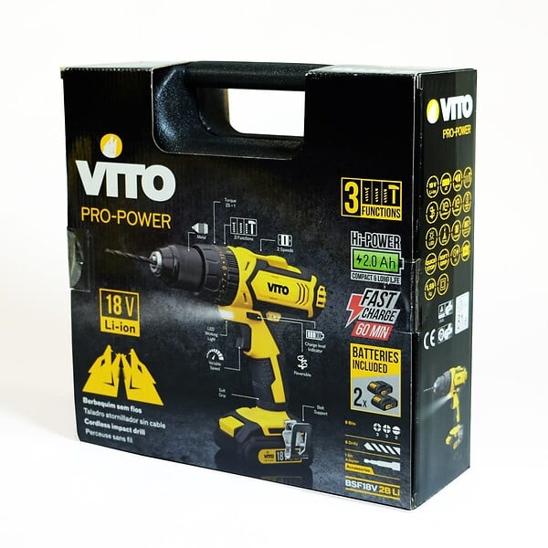 VITO - Perceuse visseuse 14.4V + 3 Batteries lithium 2,0Ah + Chargeur rapide VITO - large