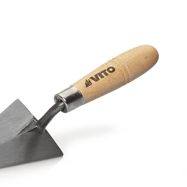 VITO - Truelle de maçon Triangulaire forgée 120mm à bout rond Acier trempé Manche bois VITO - large