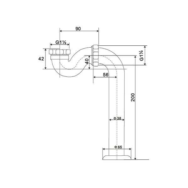 ROGIER & MOTHES - Siphon vertical pour baignoires anciennes CRAWLEY - large