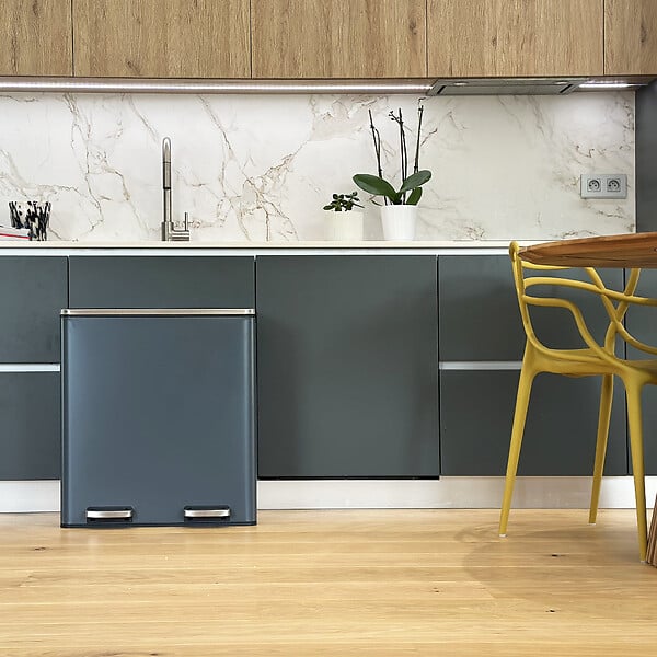 KITCHEN MOVE - Poubelle pédale tri sélectif MAJOR gris 60L - large