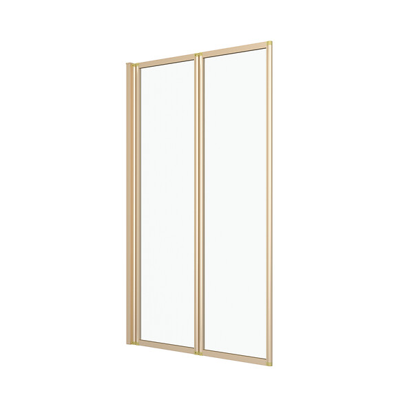 AURLANE - Pare baignoire Pivotant 2 Volets Or Doré Brossé - Verre Trempé 4mm - DUPLO - large