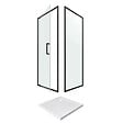 AURLANE - Porte de douche Pivotante et retour profilés noir + receveur a poser - 80x80x204cm - CRUSH PIVOTANTE - vignette