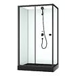 AURLANE - Cabine de douche rectangulaire 110x80x197 cm - Porte coulissante - Receveur Noir Mat - vignette