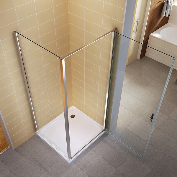 SANIVERRE - NIKY Cabine de douche 100x100 H195 cm +receveur verre transparent Ép. 8 mm - large