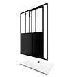 AURLANE - Pack Porte Coulissante Noire Mate Type 'Atelier' et Receveur Blanc Effet Pierre - 120x90x200 cm - vignette