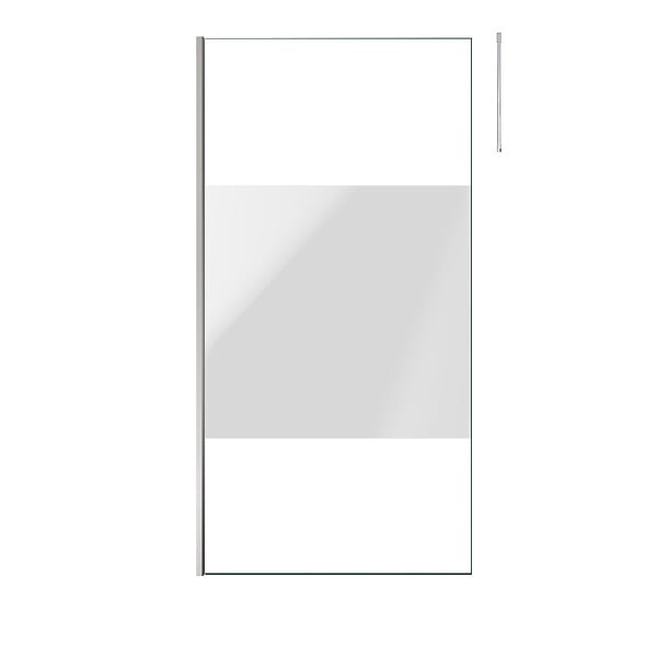 AURLANE - Paroi de Douche 100x200cm Dépolie - Profilé + Barre Plafond Finition Chrome - FREEDOM 2 FROSTED - large