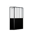 AURLANE - Paroi de Douche Façon Verrière avec Volet Pivotant - 90+40x200 cm - Verre Transparent et Noir - vignette