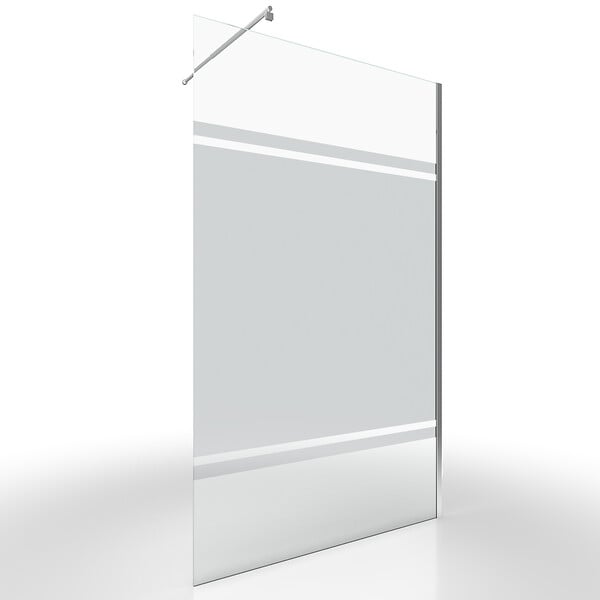 AURLANE - Paroi de Douche 120x200cm - Bande Miroir - Barre de Fixation Extensible et Profil Chrome - large