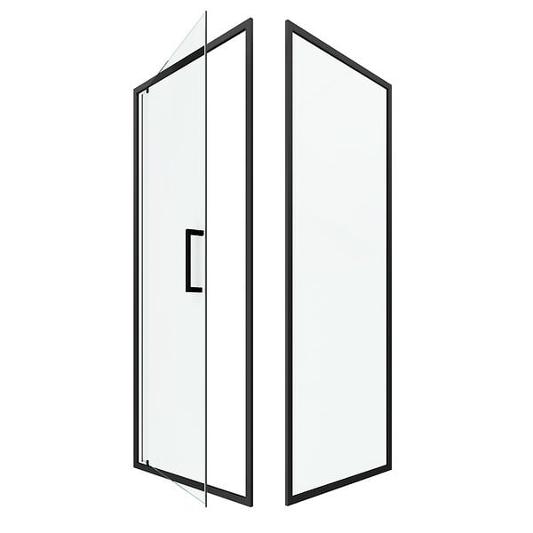 AURLANE - Porte de douche Pivotante et retour 90x90x200 - Profilés noir mat - CRUSH PIVOTANTE - large