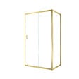 AURLANE - Pack Porte de Douche Coulissante 120x200cm et Retour 80cm - Profilés Or Doré Brossé - Verre 6mm - vignette